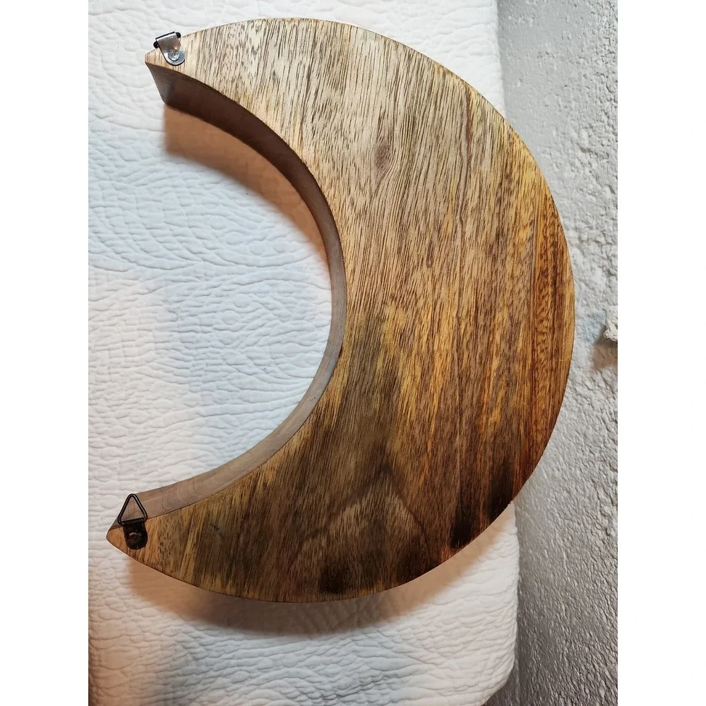 Crescent Moon Shadow Box Wood Wall Hanging Display Case